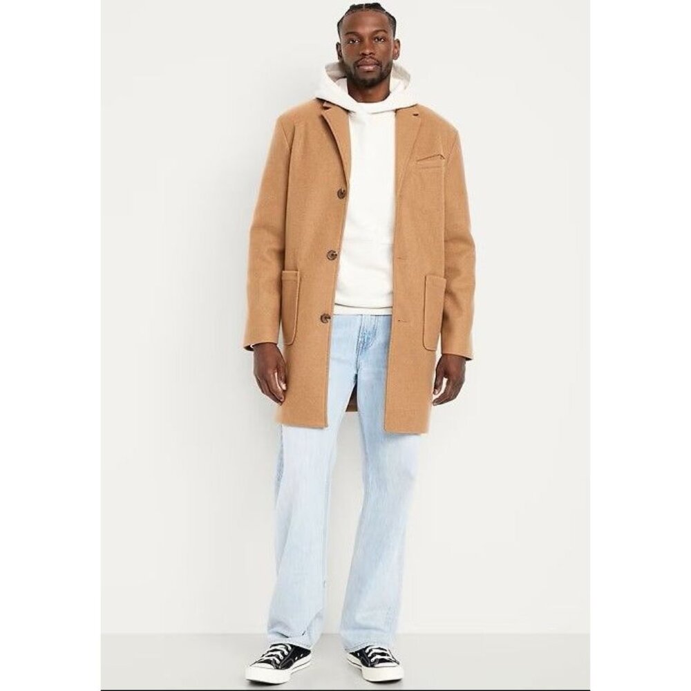 Old Navy Men's Brushed Topcoat Color Camel Size Large NEW
